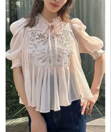 snidel 자수 블라우스 SWFB242038 핑크