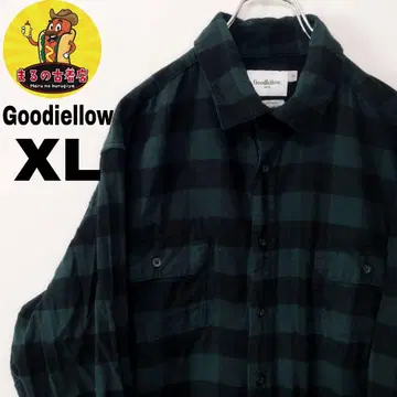 USA 구제 의류 Goodiellow 플란넬 셔츠 XL 그린 블랙 체크