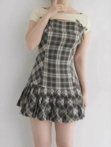 andmary Karen check mini dress beige S