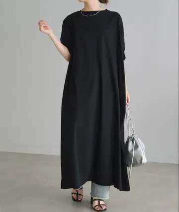 PUAL CE CIN 양면 실켓 리브 소매 원피스