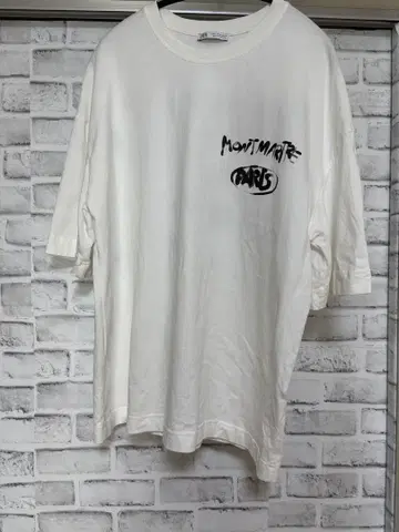 ZARA 자라 T셔츠 PARIS 페인트풍 모노톤 블랙 x 화이트