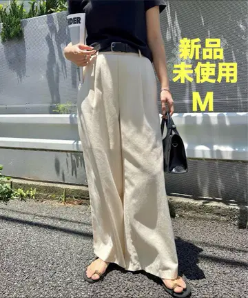 [새 상품] andme 린넨 블렌드 턱 와이드 팬츠 에크루 아이보리
