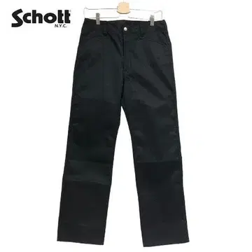 미사용 새상품 Schott COTTON TWILL 워크 팬츠 28 블랙