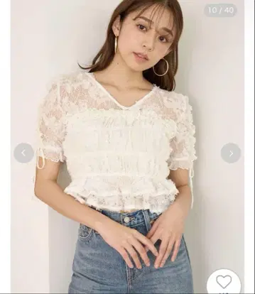 컷 레이스 셔링 블라우스 SNIDEL
