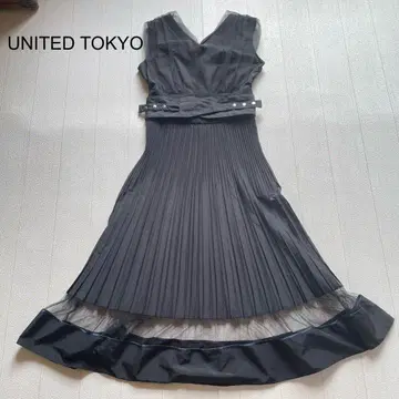 UNITED TOKYO 튤 플리츠 원피스 블랙 1