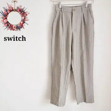 스위치 앵클 팬츠 스트라이프 테이퍼드 슬랙스 턱 F