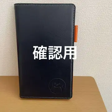 Suica 펭귄 천연 가죽 시스템 수첩 네이비 중고품