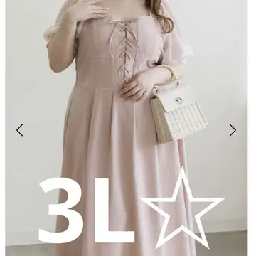 쿠레트 clette 레이스업 디자인 시어 소매 원피스 핑크 3L