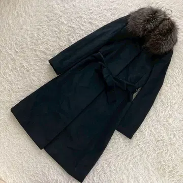 [고품질] INED 퍼 롱 코트 블랙 9 깔끔 고급스러움