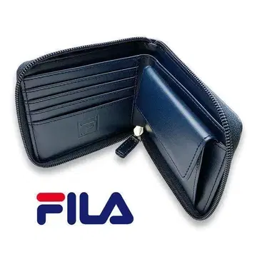 FILA (휠라) 도트 로고 엠보 블랙 한정 라운드 지퍼 2단 지갑