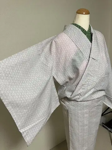[익명 배송] 여름 기모노 홑옷 워셔블 기모노 화이트 쇼와 레트로