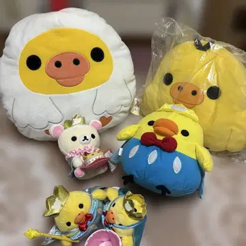 리락쿠마 키이로이토리 쿠션과 코리락쿠마와 키이로이토리 봉제 인형
