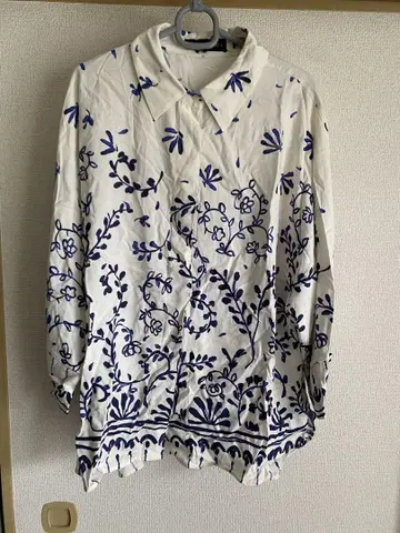 ZARA 자라 플라워 프린트 린넨 블렌드 셔츠