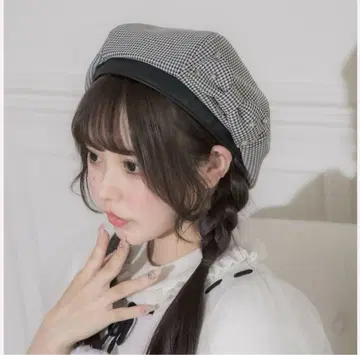 pium 하운드투스 체크 리본 베레모