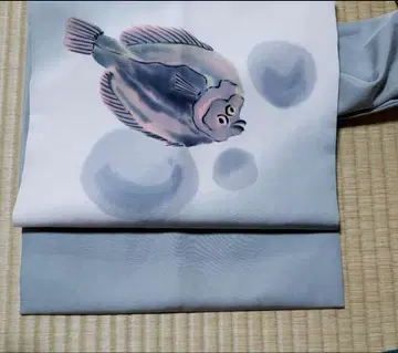 고센 오비(약 27.3cm) 시오제 나고야 오비 물고기 패턴