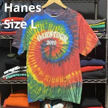 Hanes 타이다이 패턴 티셔츠 페스티벌 사이즈 L