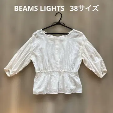 BEAMS LIGHTS 화이트 페플럼 셔츠 여성용