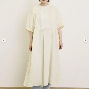 사만사 모스모스 플라켓 레이스 절개 원피스 아이보리