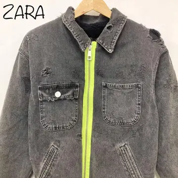 [ ZARA ] 보아 데님 자켓 데미지 가공 블랙 M