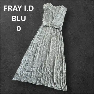 FRAY I.D 턱 롱 원피스 꽃무늬 슬리브리스 S 블루