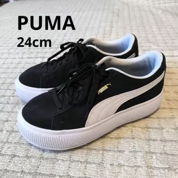 새상품급! PUMA 푸마 통굽 스니커즈 스웨이드 24cm 블랙