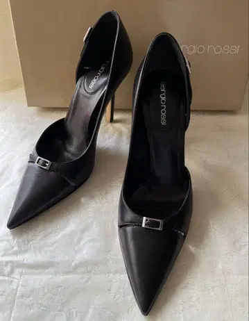 sergio rossi 블랙 가죽 하이힐