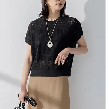 23구 23ss [워셔블] 린넨 코튼 드라이 시스루 니트 블랙