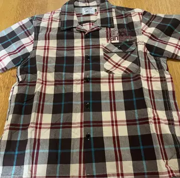 vanson 체크 무늬 반팔 셔츠 XL