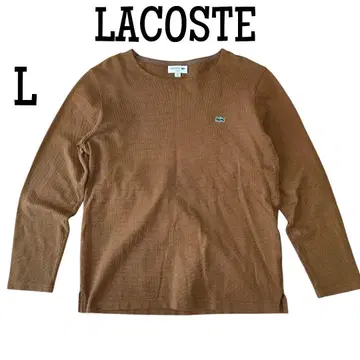 LACOSTE 브라운 코튼 피케 바스크 티셔츠 브라운 L