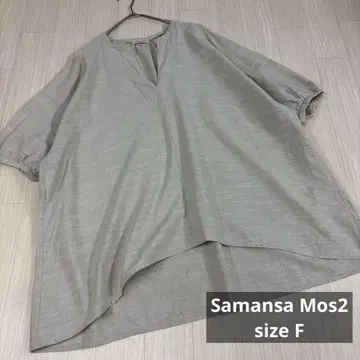 Samansa Mos2 V넥 블라우스 오버사이즈 린넨 티셔츠