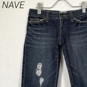 NAVE 하프 팬츠 데님 팬츠 데미지 가공 로우라이즈 Y2K 포켓