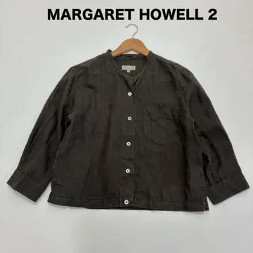 마가렛호웰 SHIRTING LINEN 노카라 7부 소매 린넨 셔츠