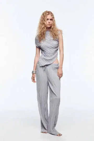 ZARA 새상품 비대칭 어른 모드 그레이 플리츠 디자인 셔츠 S