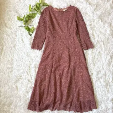 [ maglie ] 7부 소매 원피스 (M) 꽃무늬 레이스 플랑드르 핑크