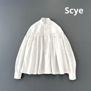 Scye 명품 린넨 100% 턱 블라우스 화이트