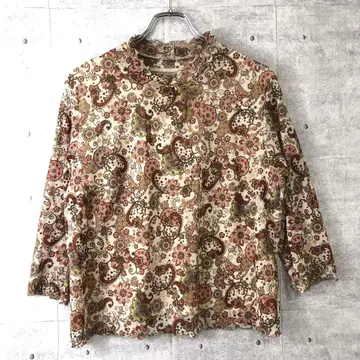 DELICE 쇼와 레트로 컨트리 걸리시 모드 구제 의류 페이즐리 상의