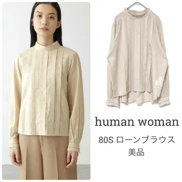 휴먼 우먼 [새상품급] 80S 론 블라우스 레이스 백 버튼