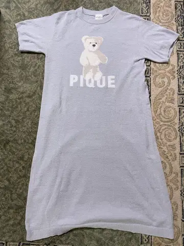 PIQUE 곰 프린트 반팔 니트 원피스