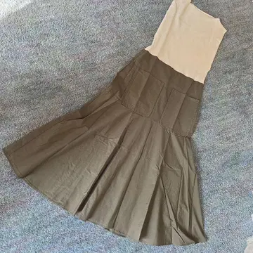 ZARA 베이지 카키 플레어 스커트 100% 코튼 M~L