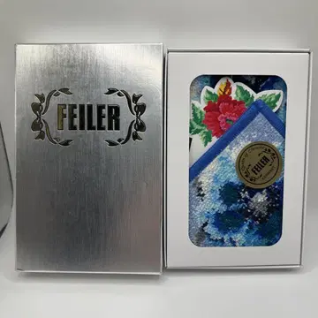 828 새상품 FEILER 페일러 타월 손수건 꽃무늬 블루 계열