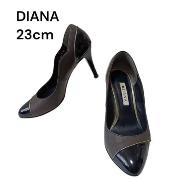 DIANA 다이애나 바이컬러 가죽 에나멜 펌프스 그레이 23cm