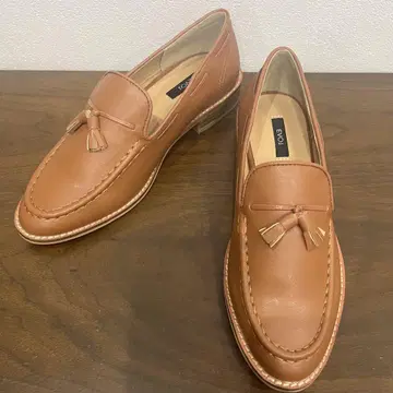 이볼 EVOL 태슬 로퍼 카멜 브라운 가죽 힐 3cm