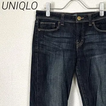 UNIQLO 데님 팬츠 스키니 색바램 가공 포켓 부착 심플