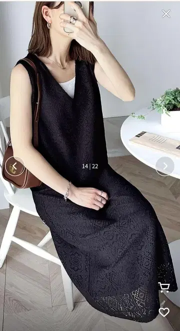 ClassicalELF 블랙 슬리브리스 롱 원피스