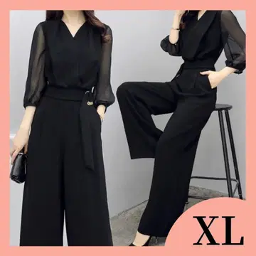 [인기 상품] 블랙 와이드 팬츠 올인원 XL 쉬폰