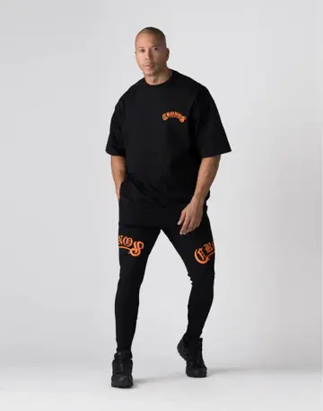 크로노스 CRONOS 블랙 조거 팬츠 블랙 오렌지