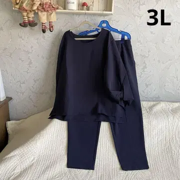 새상품*빅 사이즈 3L 내추럴 다크 네이비 스트레치 티셔츠 & 팬츠 세트