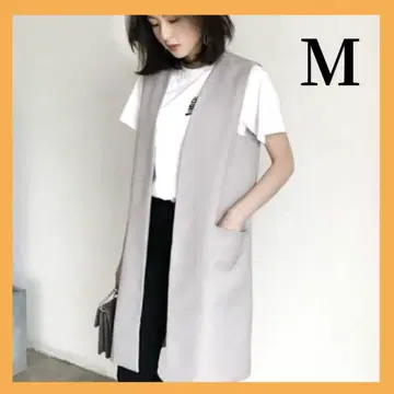 [인기 상품] 그레이 슬리브리스 베스트 M 사이즈 슬림 롱 베스트