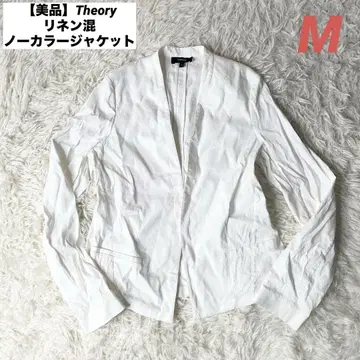 [새상품급] Theory 린넨 혼방 노카라 자켓 화이트 사이즈 2