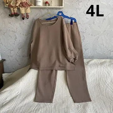 새 상품*빅 사이즈 4L 내추럴 카멜 스트레치 티셔츠 팬츠 세트